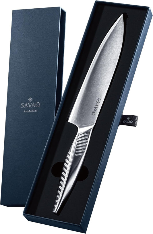 【プロ料理人が監修】 SAVAQ（サバク）正規品 手放せない理由がある 三徳包丁 ペティナイフ シャープナー 研ぎ器 オールステンレス 軽量 食洗機対応 (三徳包丁185mm・ペティナイフ130mm)