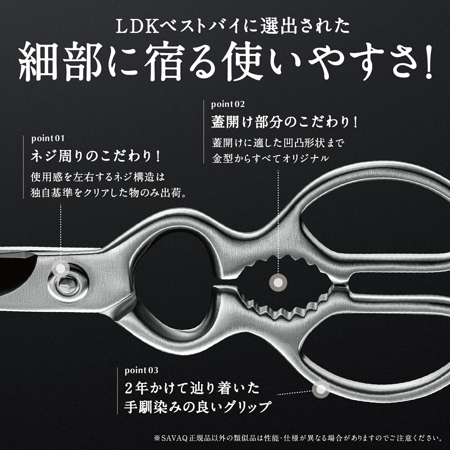 SAVAQ（サバク） 多機能キッチンバサミ 食洗機対応